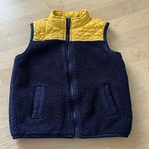 Janie and Jack Golden Adventure Kids 5/6 Navy Yellow Quilted Sherpa Vest